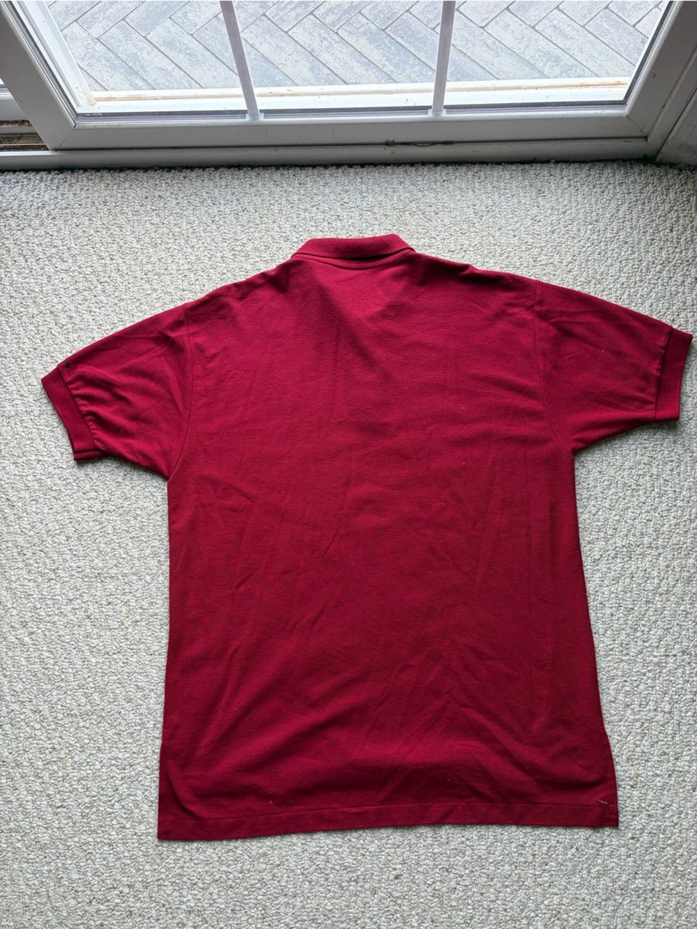 80s Vintage Levi's Men's Cranberry Red Polo Shirt. Size Large.